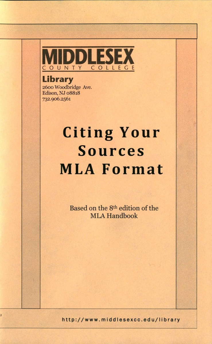 Citing Your Sources - MLA Format - New Page